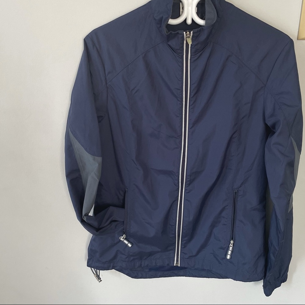 EUC ALO Yoga Wind Jacket - Navy Blue with Reflectors Size Medium - Picture 2 of 7